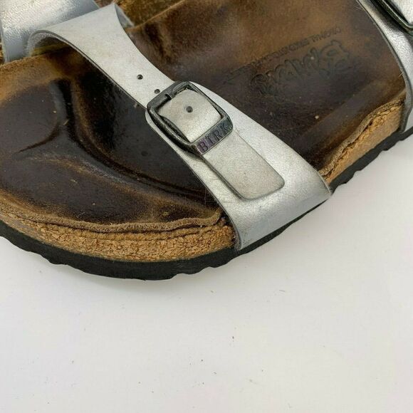 Birkis Slides Metallic Silver 37 Womens Birkenstocks Sandals - Picture 5 of 8